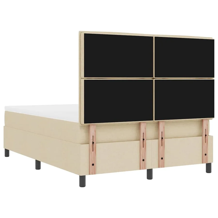 Lit à ressorts avec matelas avec LED Crème 140 x 200 cm tissu - 8
