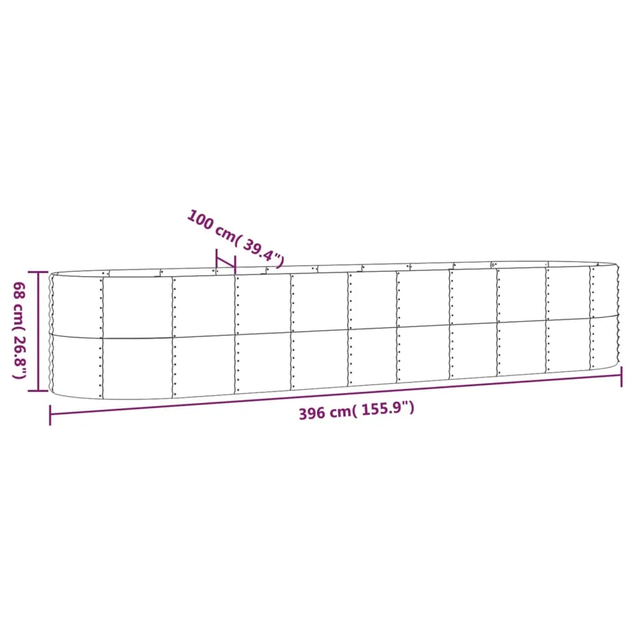 Lit surélevé de jardin Acier galvanisé 396x100x68cm gris - 6