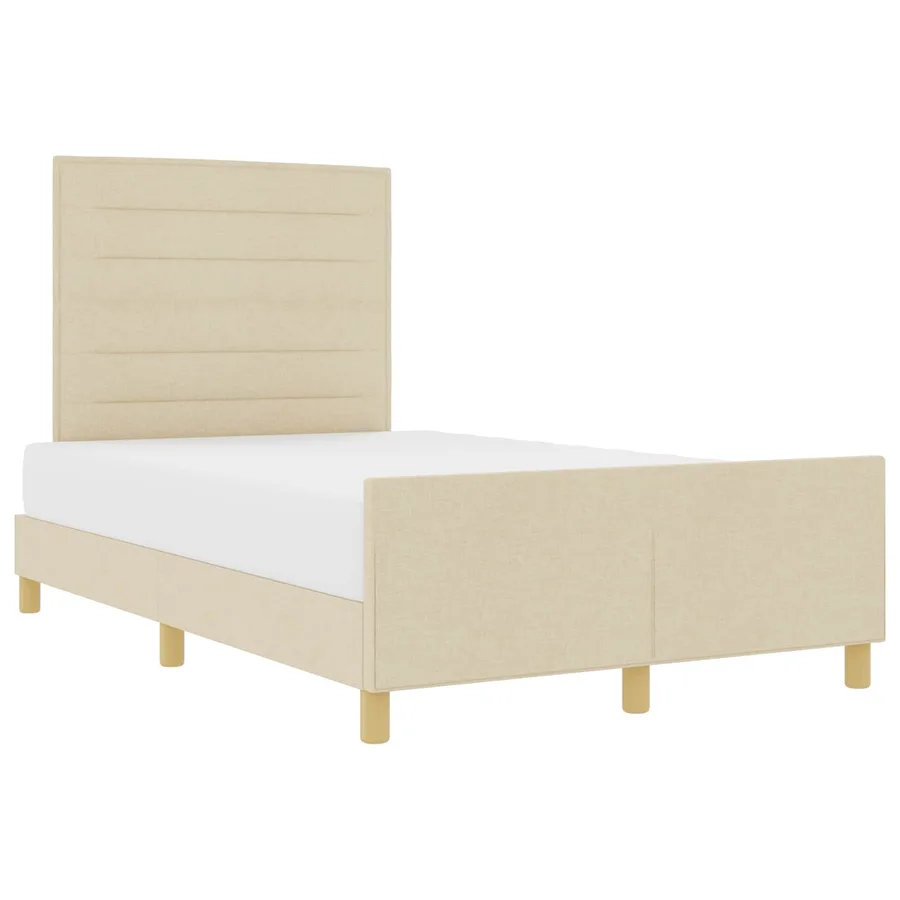 Cadre de lit avec tête de lit Crème 140 x 200 cm tissu - 2