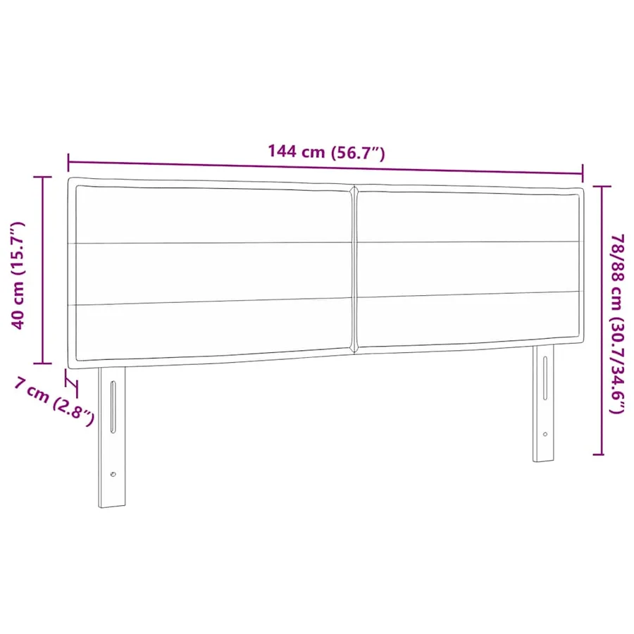 Tête de lit LED avec bandes LED Crème 144 cm tissu - 8