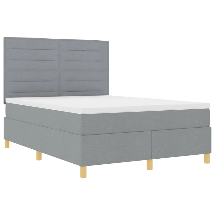 Lit à ressort LED avec matelas Gris clair 160 x 200 cm tissu - 6