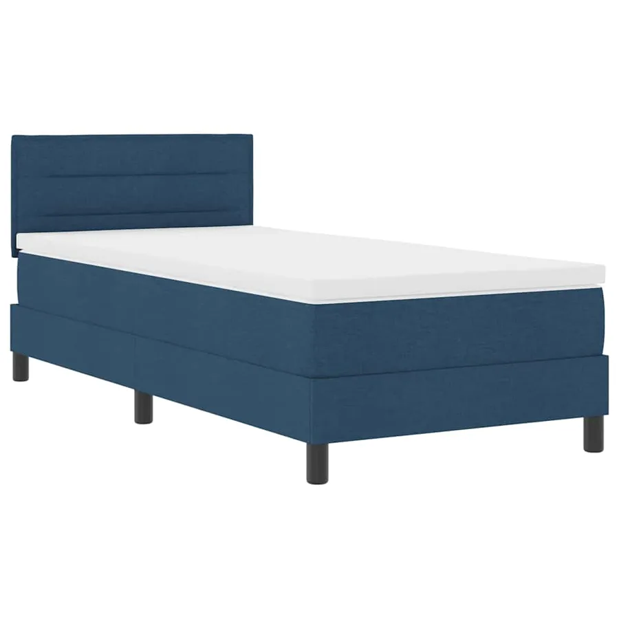 Lit à ressorts avec coussin Bleu 90 x 190 cm tissu - 4