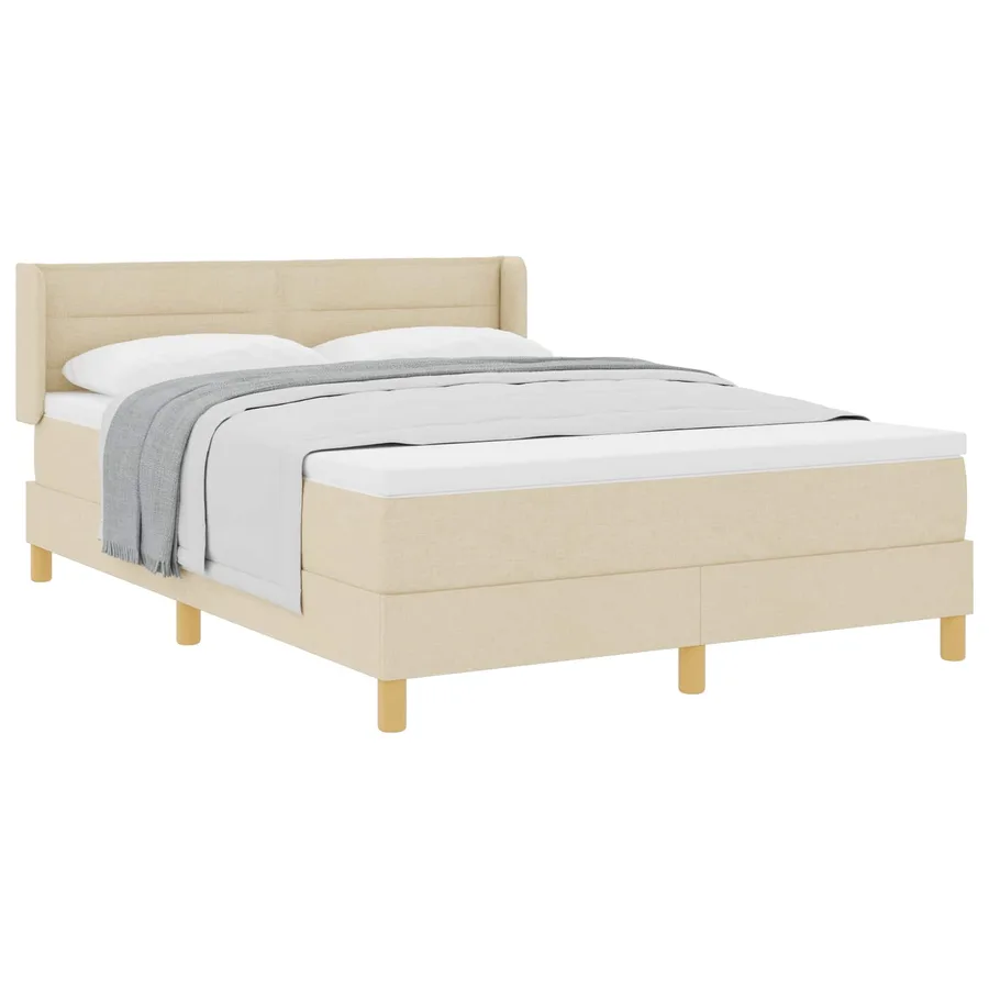 Lit à ressorts avec matelas Crème 190 x 140 cm tissu - 2