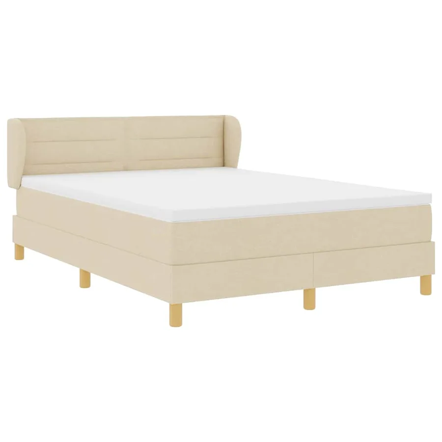 Lit à ressorts avec matelas Crème 190 x 140 cm tissu - 5