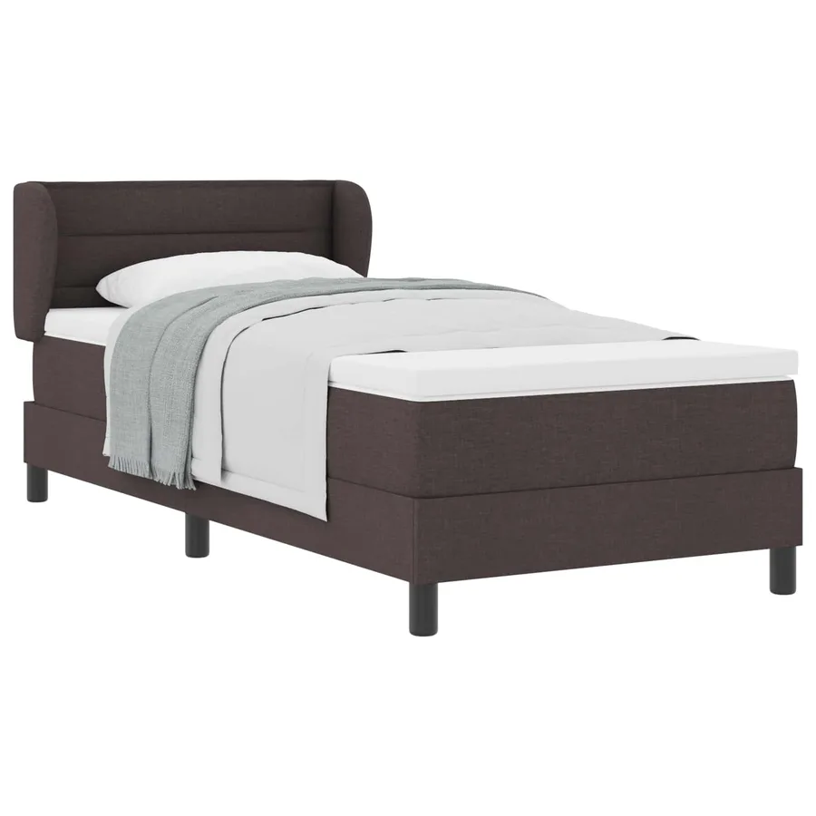 Lit à ressorts avec matelas Marron foncé 90 x 190 cm tissu - 2