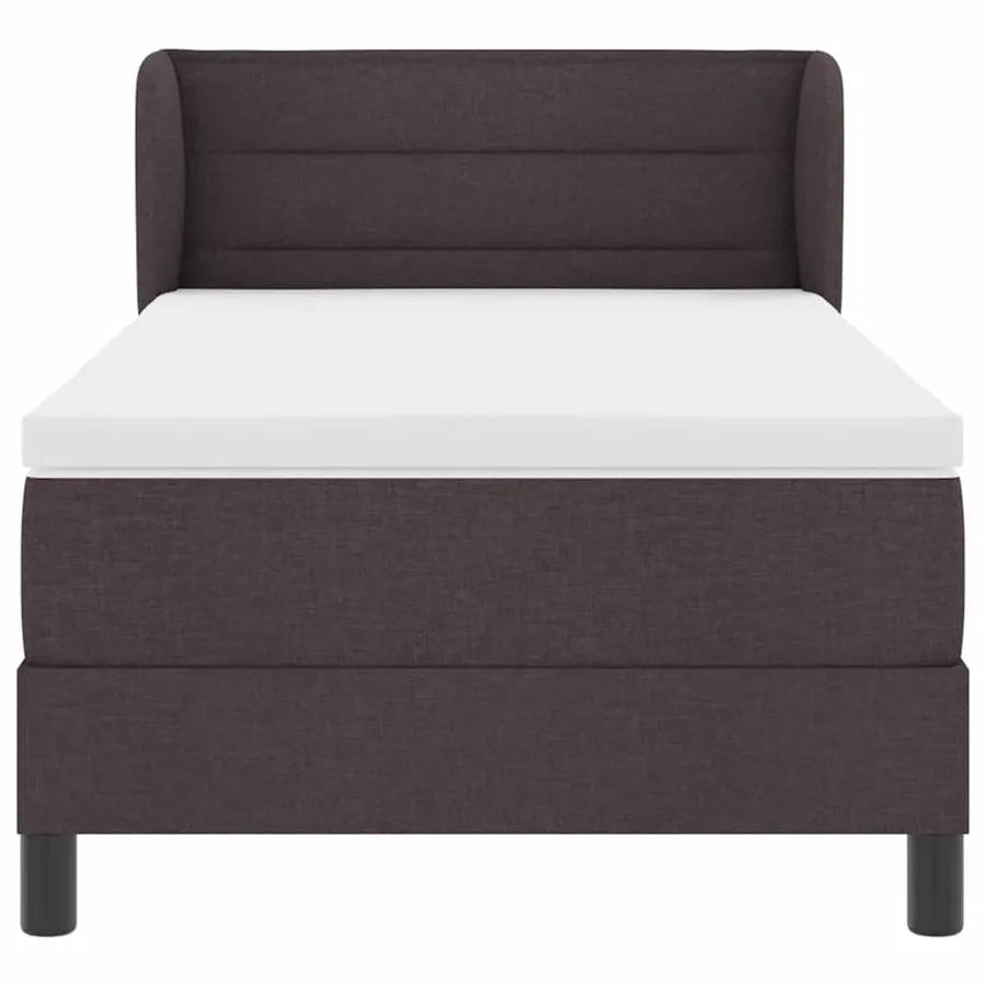 Lit à ressorts avec matelas Marron foncé 90 x 190 cm tissu - 7