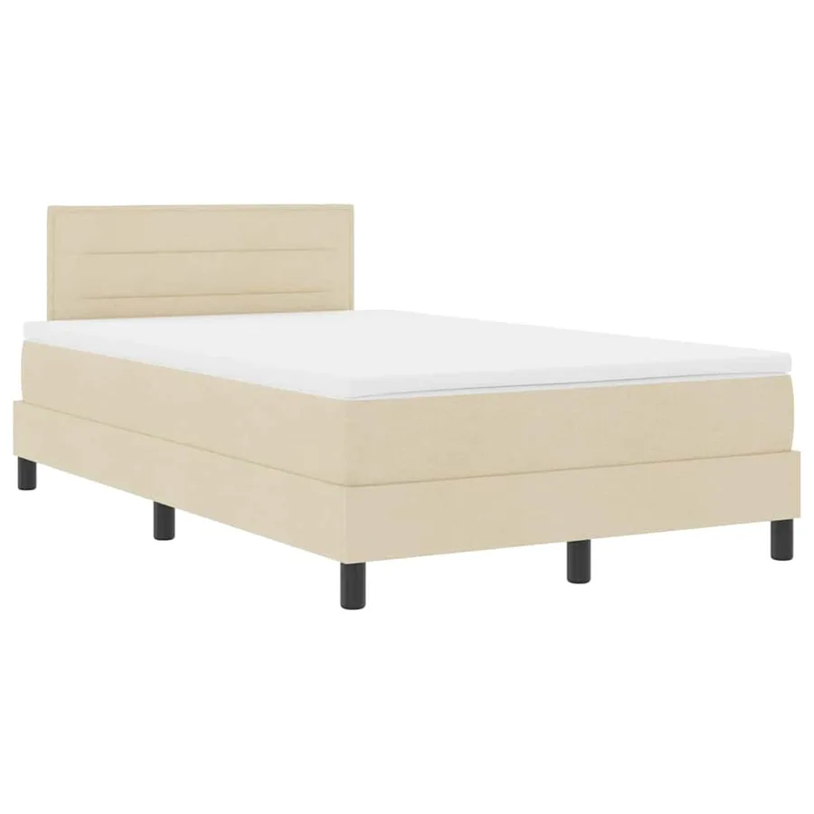 Lit à ressorts avec matelas avec LED Crème 120 x 200 cm tissu - 2