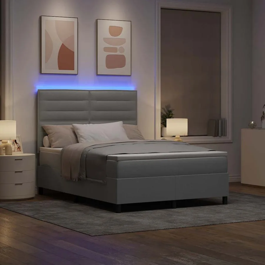 Lit à ressorts avec matelas Gris clair 160 x 200 cm tissu - 5