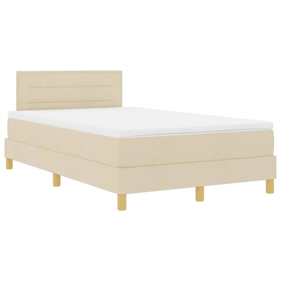 Lit à ressort LED avec bandes LED Crème 120 x 190 cm tissu - 2