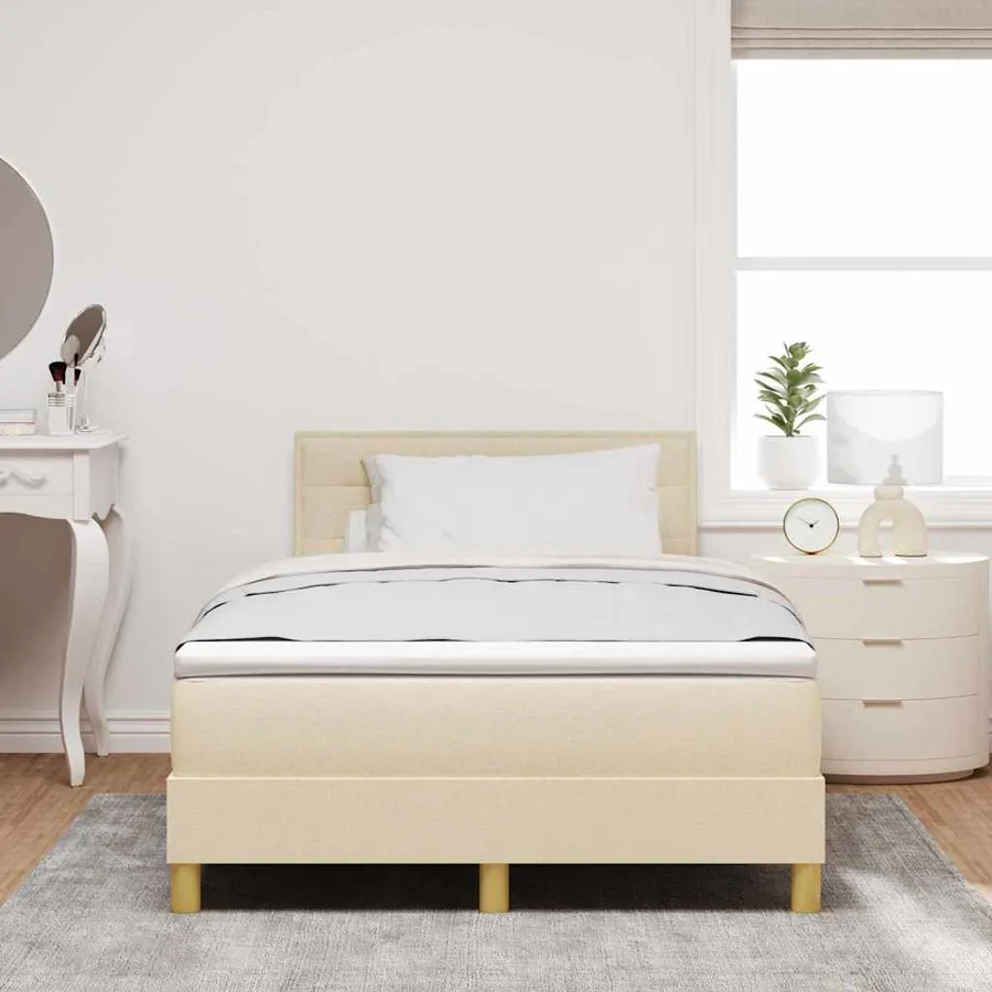 Lit à ressort LED avec bandes LED Crème 120 x 190 cm tissu - 4