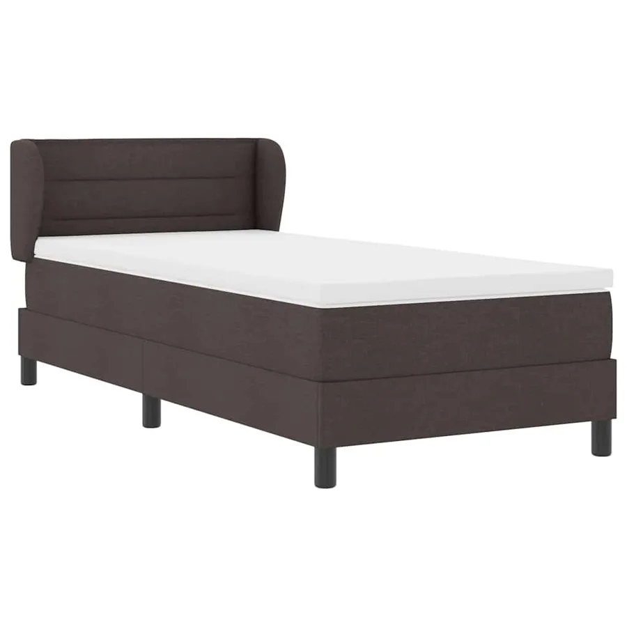 Lit à ressorts avec matelas Marron foncé 90 x 200 cm tissu - 6