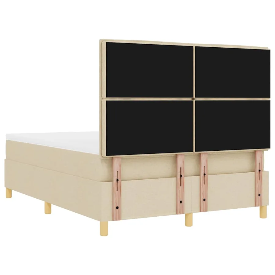 Lit à ressort LED avec matelas Crème 140 x 200 cm tissu - 10