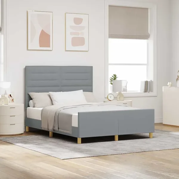 Cadre de lit avec tête de lit Gris clair 160 x 200 cm tissu