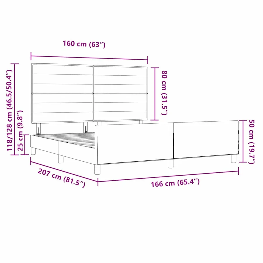 Cadre de lit avec tête de lit Gris clair 160 x 200 cm tissu - 15