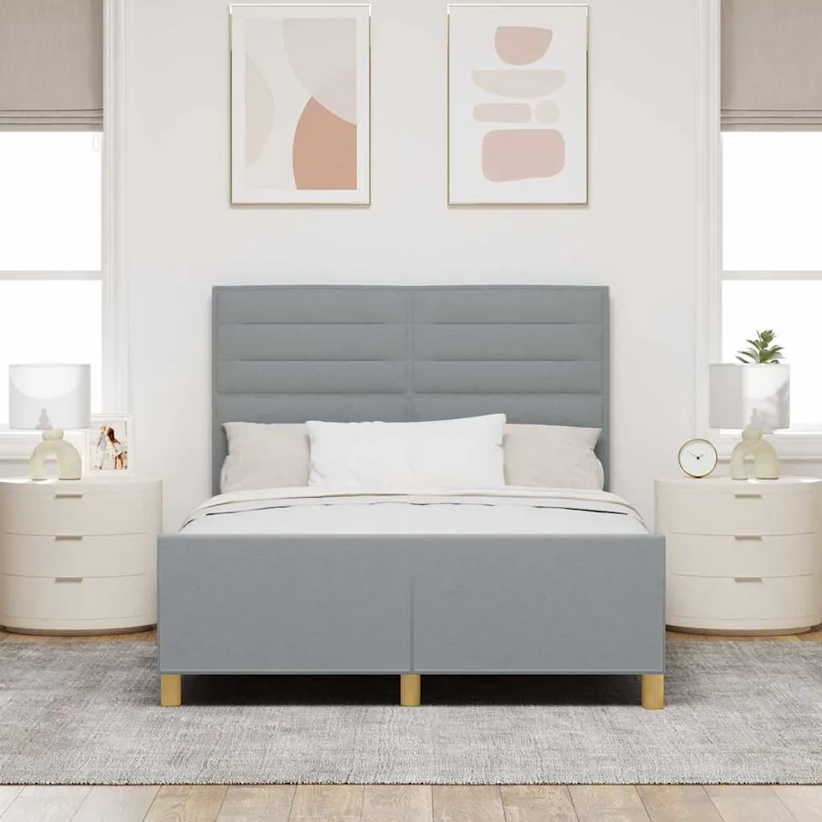 Cadre de lit avec tête de lit Gris clair 160 x 200 cm tissu - 3