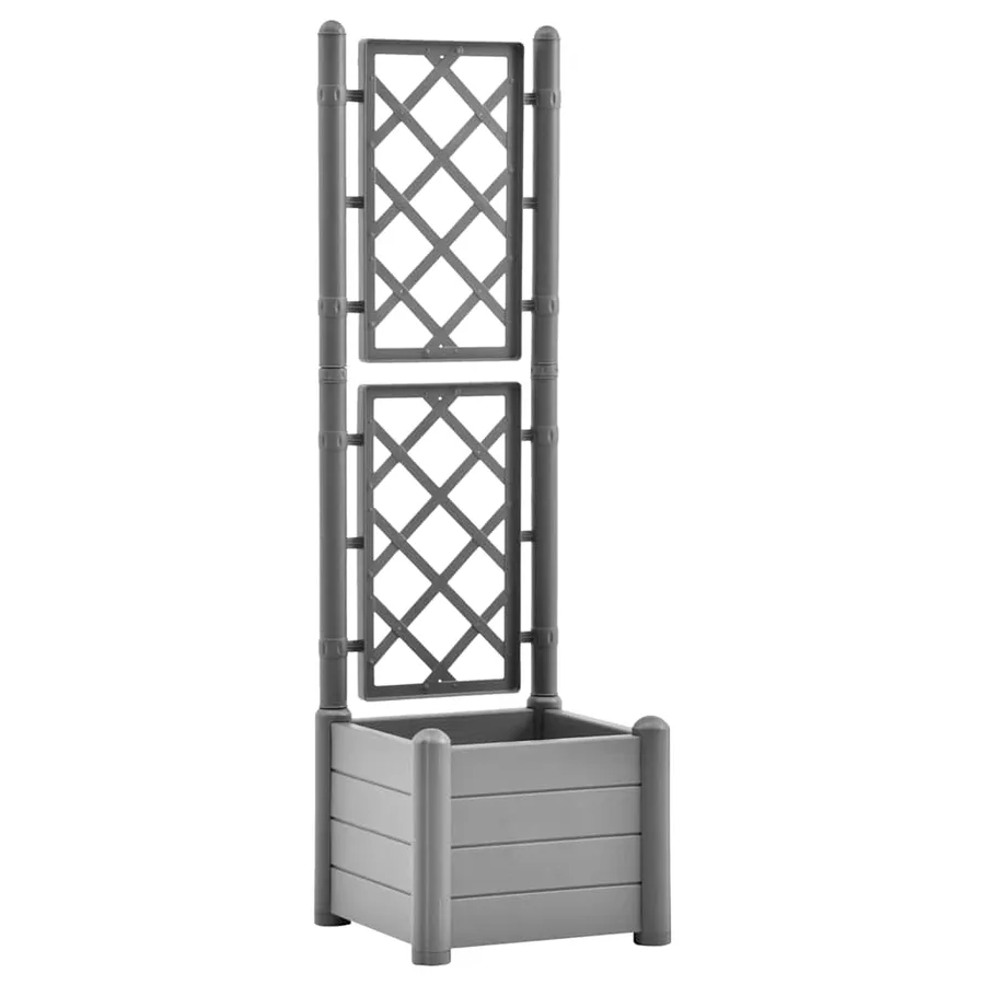 Jardinière avec treillis 43x43x142 cm PP Gris pierre - 2