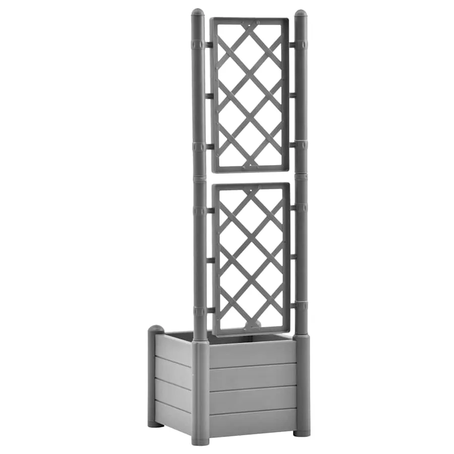 Jardinière avec treillis 43x43x142 cm PP Gris pierre - 6
