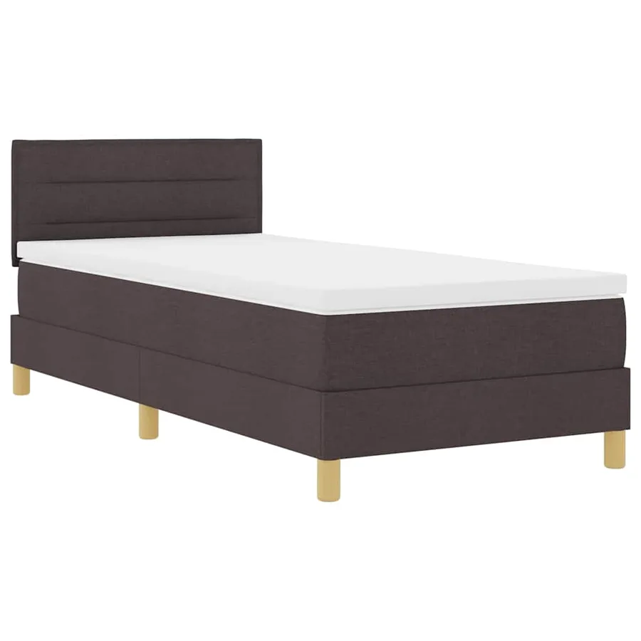 Lit à ressorts avec coussin Marron foncé 90 x 200 cm tissu - 4