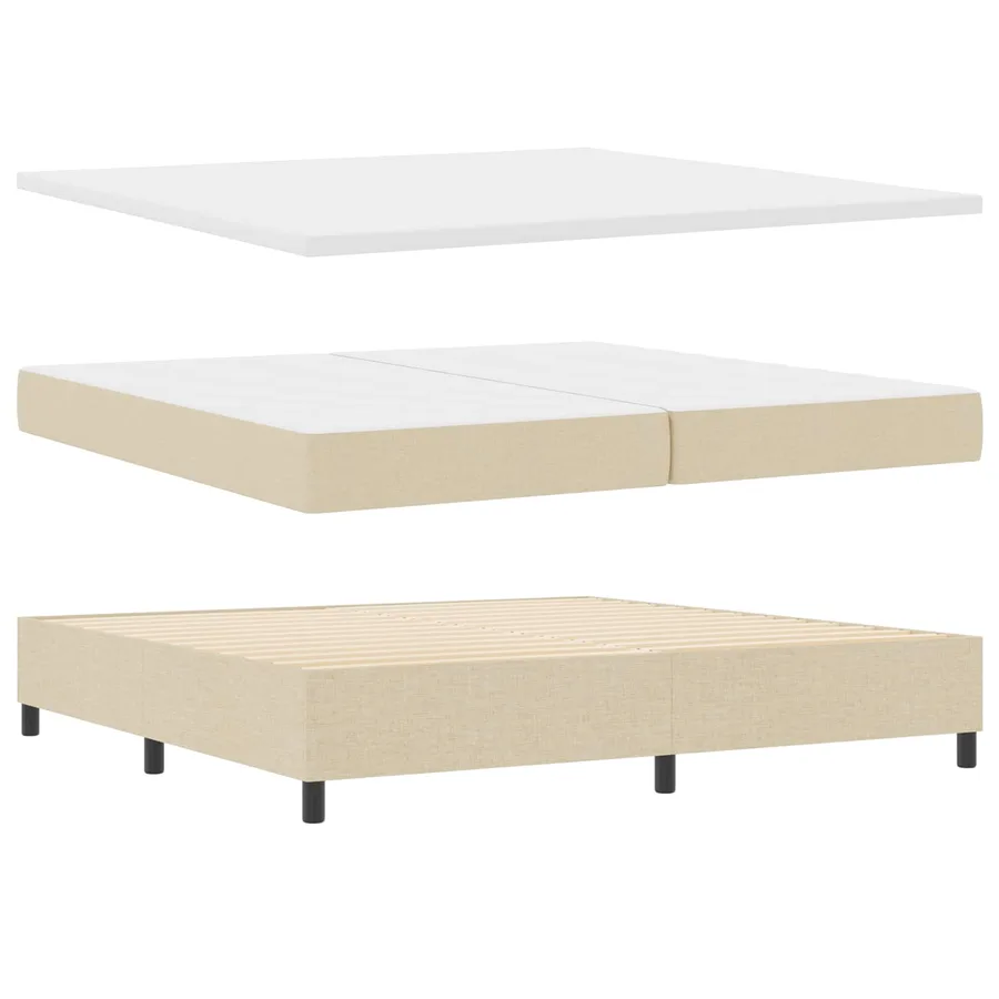 Lit à ressorts avec matelas Crème 200 x 200 cm tissu - 4