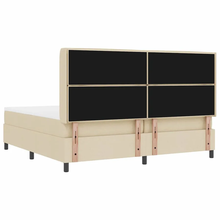 Lit à ressort LED avec matelas Crème 200 x 200 cm tissu - 8