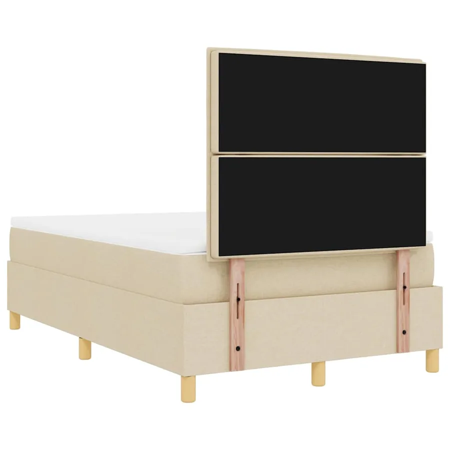 Lit à ressort LED avec matelas Crème 120 x 190 cm tissu - 8