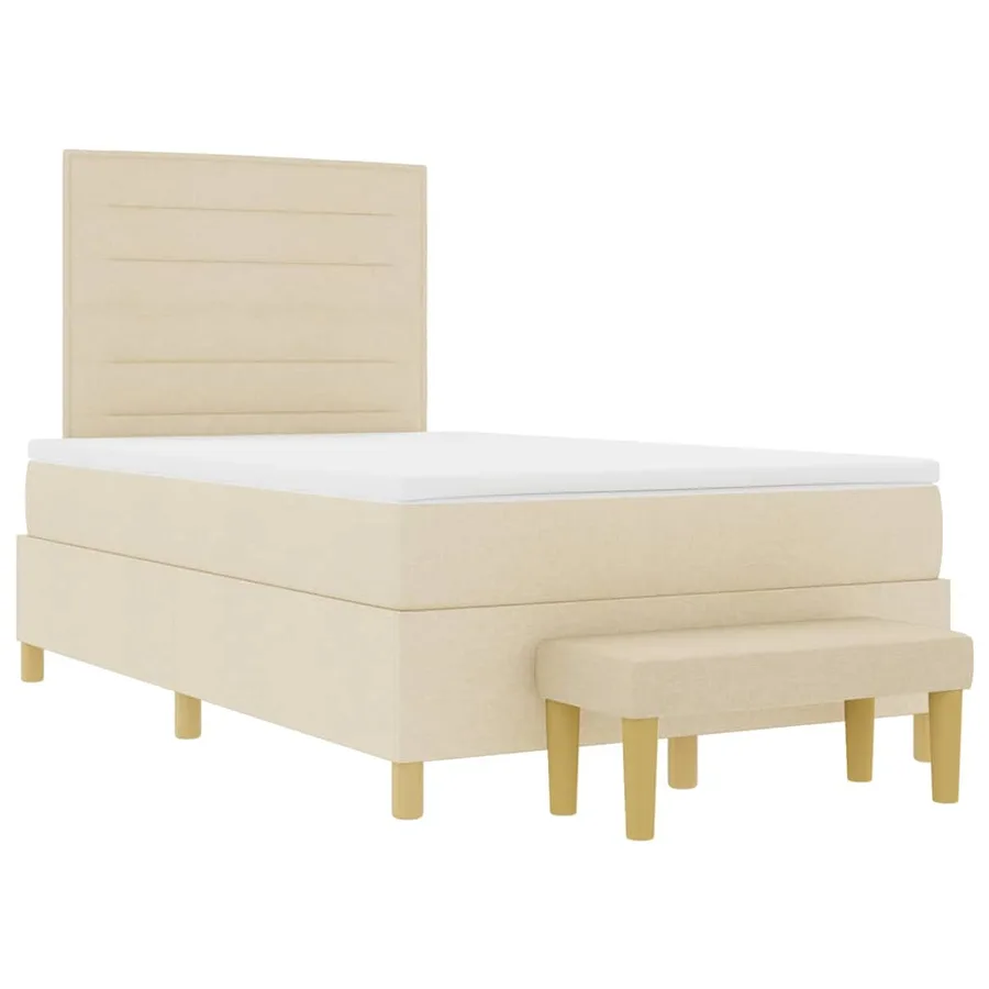 Lit à ressorts avec tête de lit Crème 200 x 120 cm tissu - 7