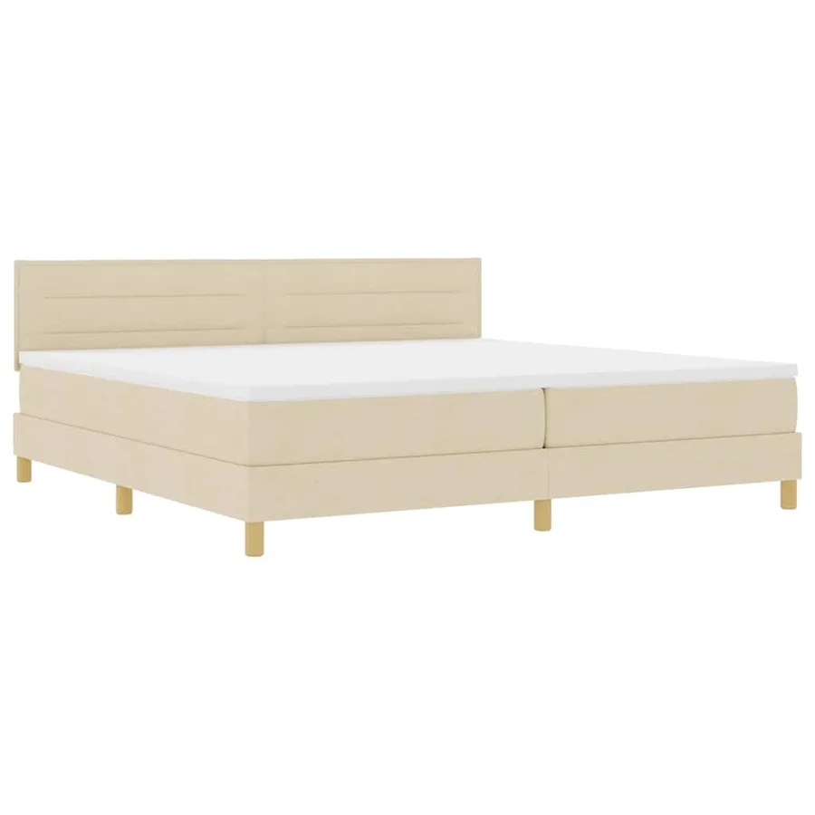Lit à ressort LED avec bandes LED Crème 200 x 200 cm tissu - 2