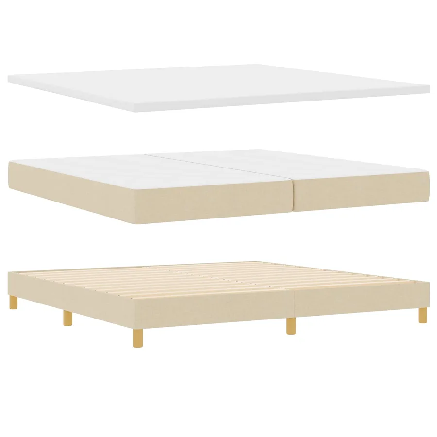 Lit à ressort LED avec bandes LED Crème 200 x 200 cm tissu - 6