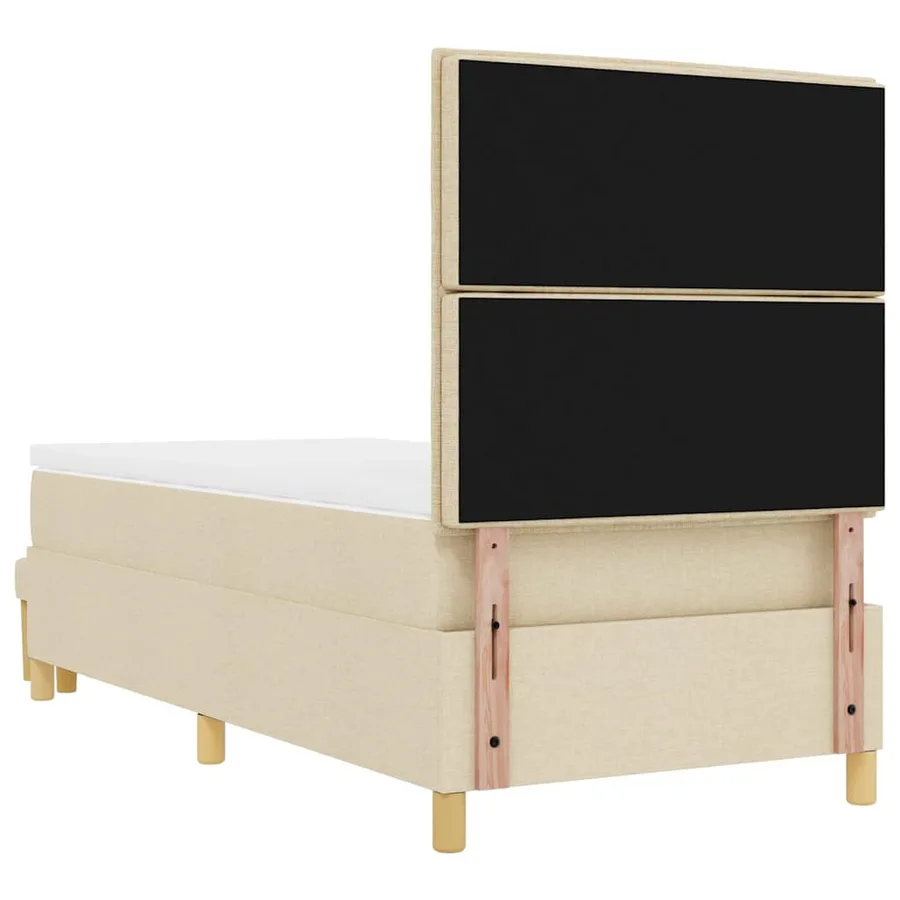 Lit à ressorts avec coussin Crème 200 x 90 cm tissu - 8