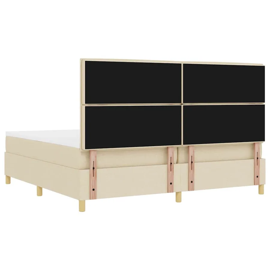 Lit à ressort LED avec matelas Crème 200 x 200 cm tissu - 10