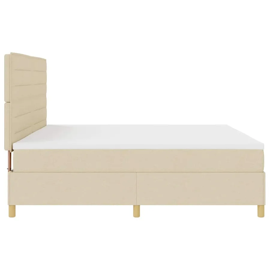 Lit à ressort LED avec matelas Crème 200 x 200 cm tissu - 9