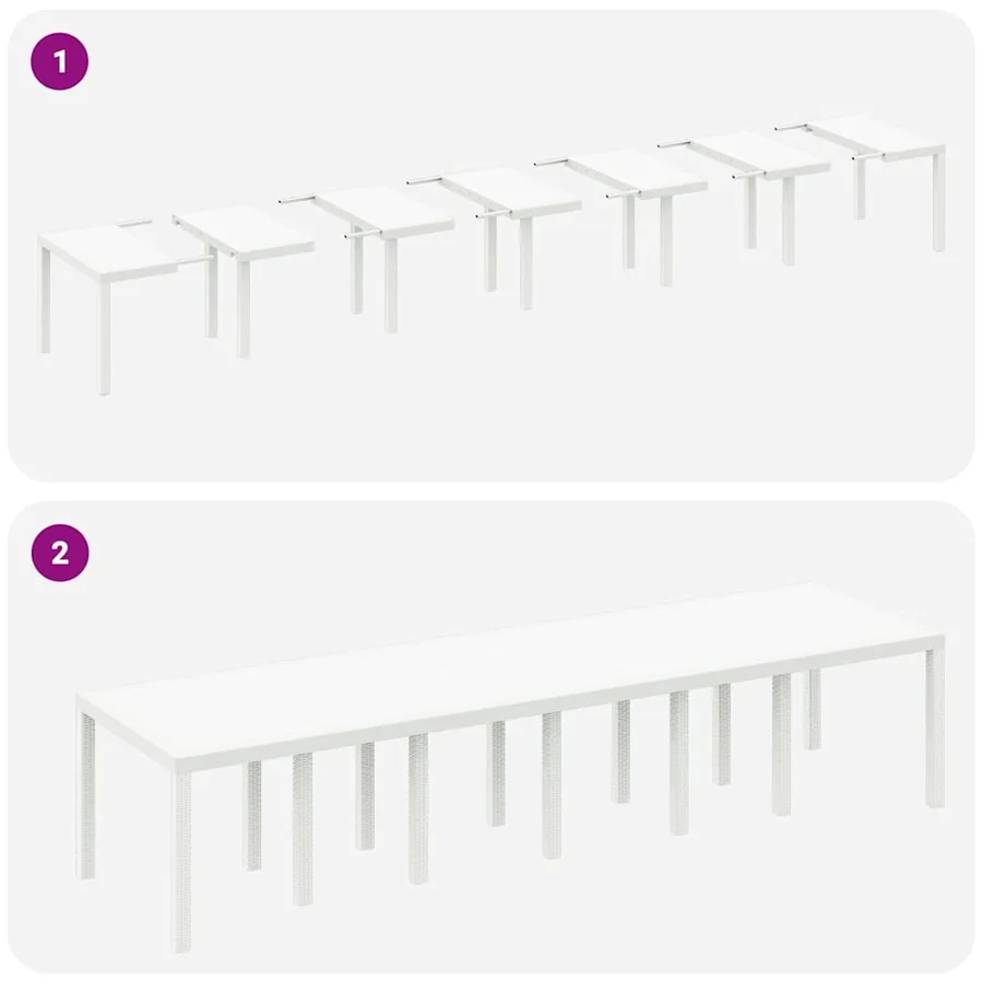 Table de Jardin Blanc 350 x 100 x 74 cm polyrotin - 10