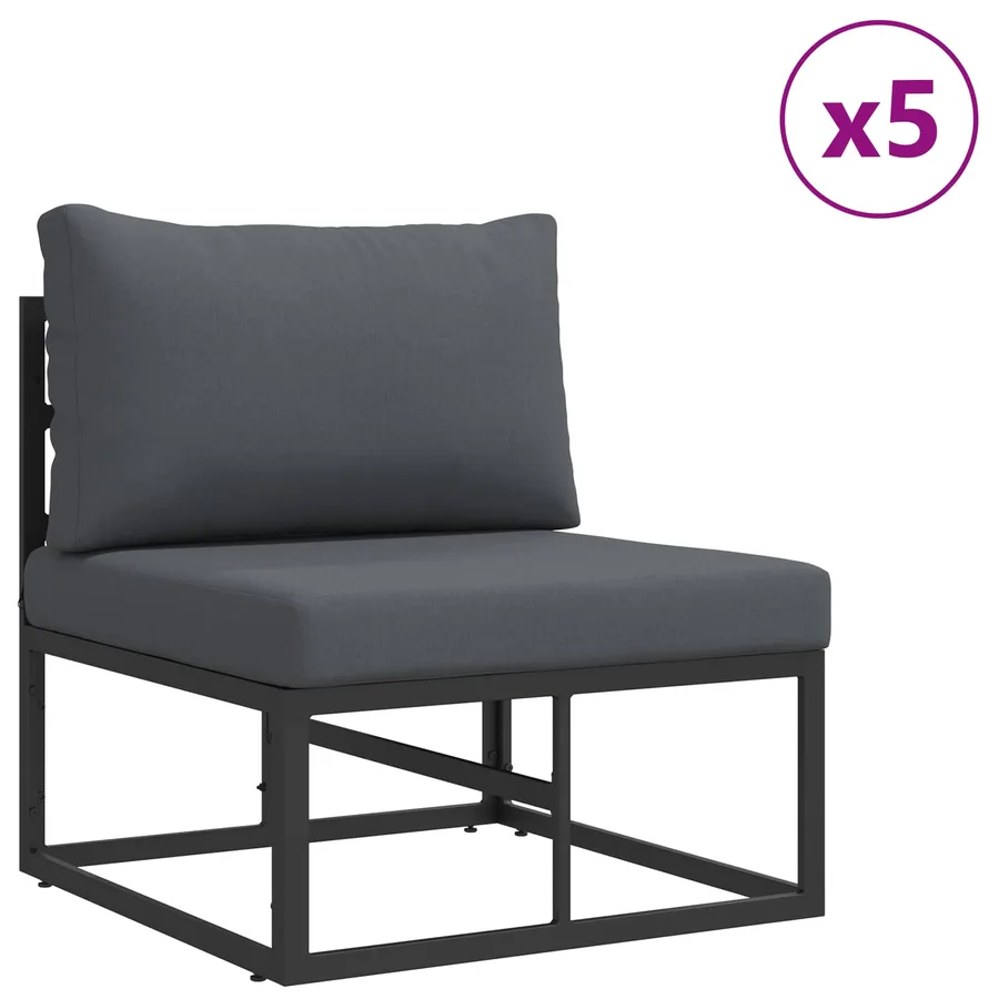 Ensemble de canapé de jardin avec coussin 10 pcs Noir Aluminium - 4