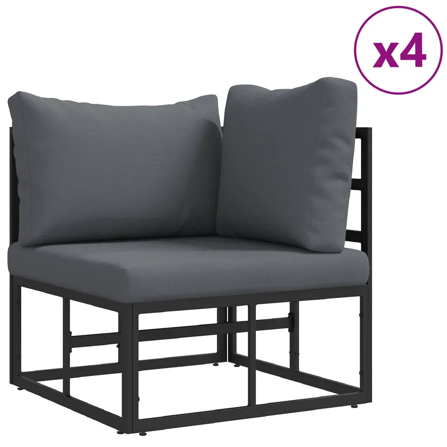 Ensemble de canapé de jardin avec coussin 7 pcs Noir Aluminium - 4