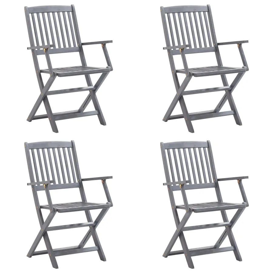Chaises pliables d'extérieur lot de 4 et coussins Bois d'acacia - 2