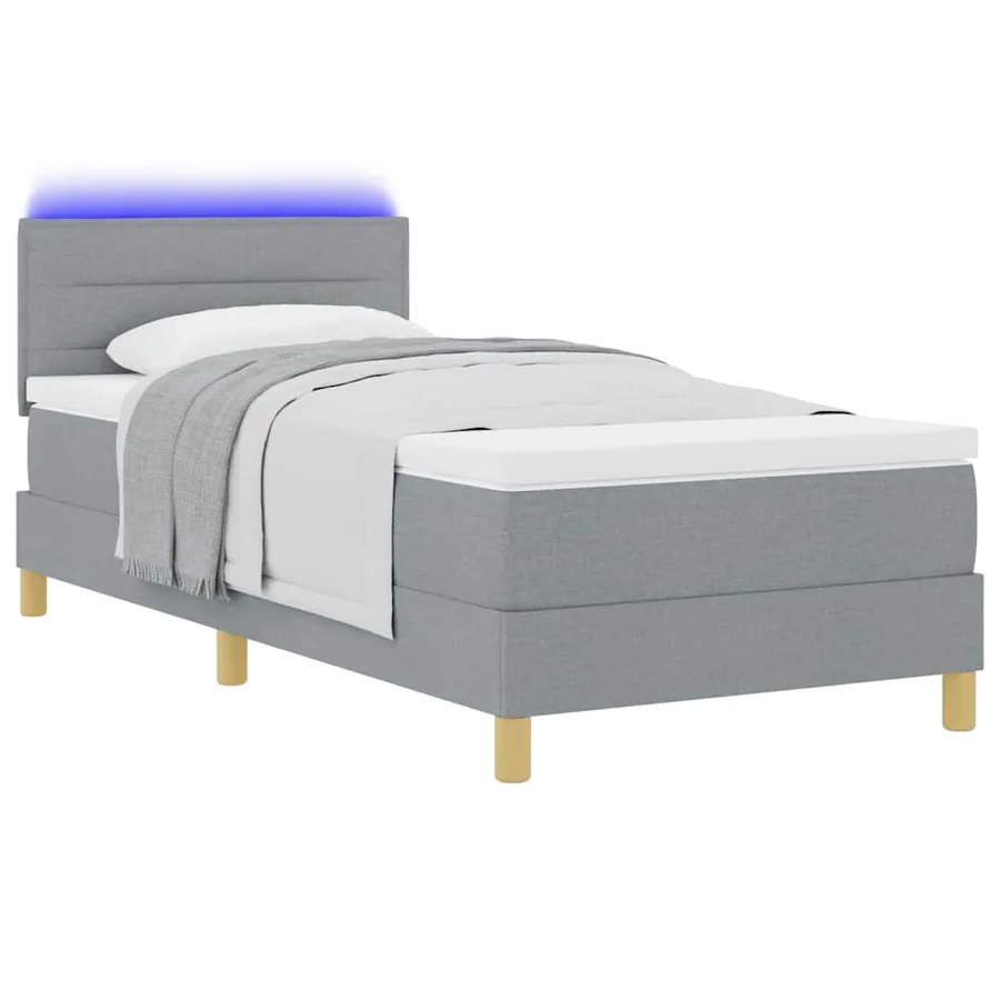 Lit à ressort LED avec bandes LED Gris clair 90 x 200 cm tissu - 3