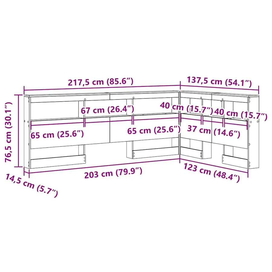 Tête de lit de rangement Chêne noir 120 cm Bois d'ingénierie - 12