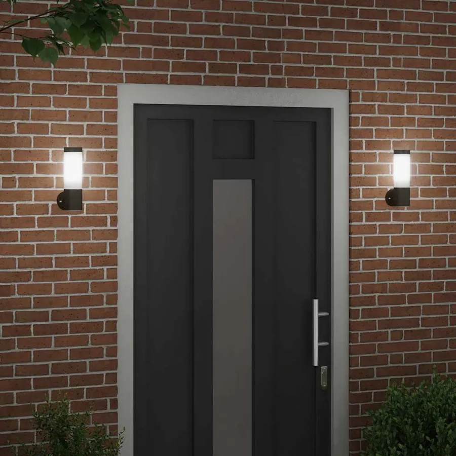 Applique Murale Extérieure 2 pcs Noir 12 x 8,5 x 27 cm - 3