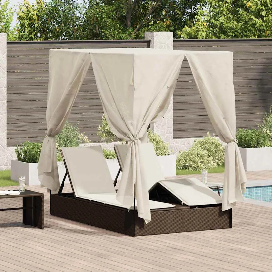 Transat double Blanc chaud 205 x 129 x 200 cm polyrotin