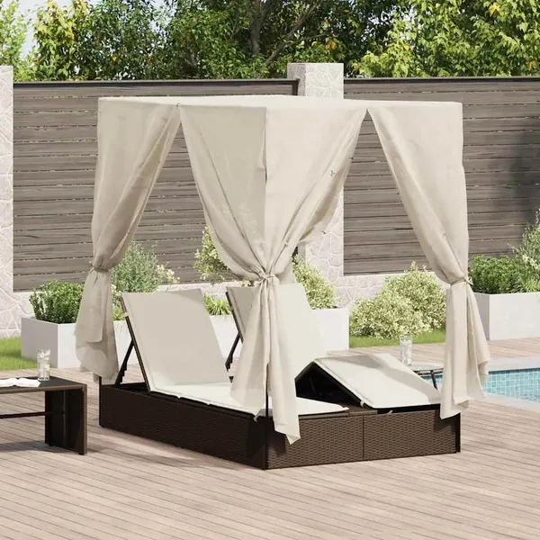Transat double Blanc chaud 205 x 129 x 200 cm polyrotin