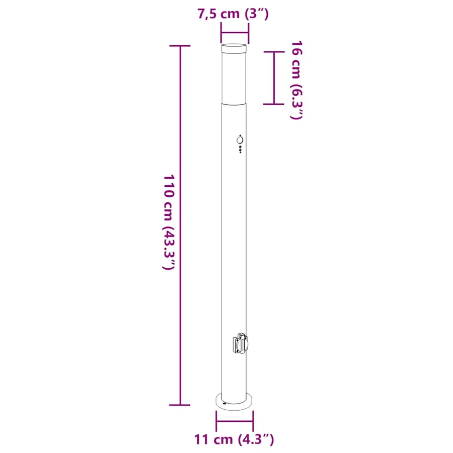 Borne lumineuse avec détecteur et prise 110 cm acier inoxydable IP44 - 13