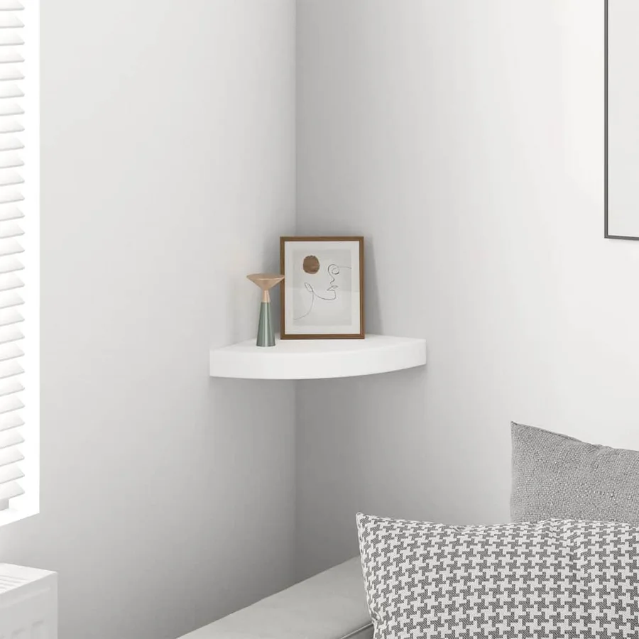 Étagère d'angle flottante blanc 25x25x3,8 cm MDF - 3
