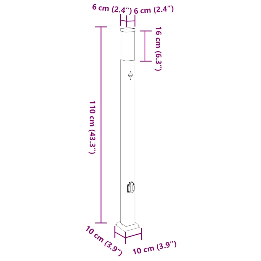 Borne lumineuse avec capteur et prise 110 cm Noir IP44 - 13