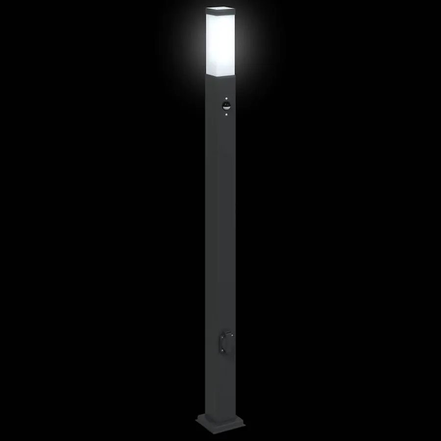 Borne lumineuse avec capteur et prise 110 cm Noir IP44 - 6