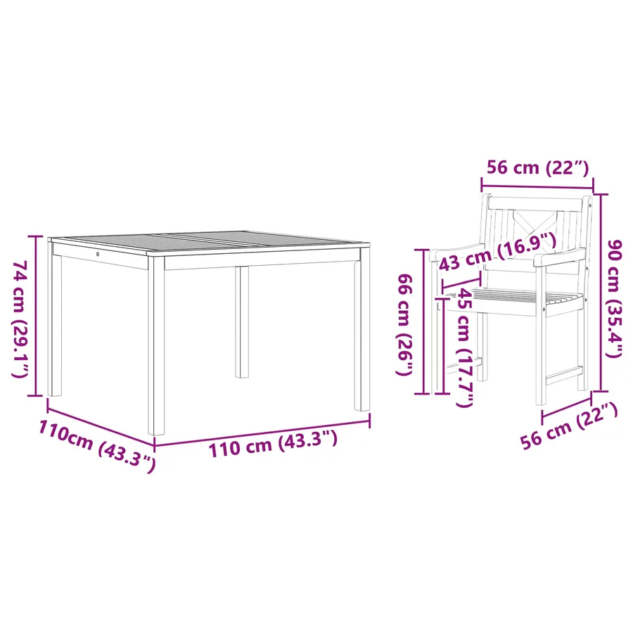 Ensemble de salle à manger pour jardin 3 pcs Marron - 10