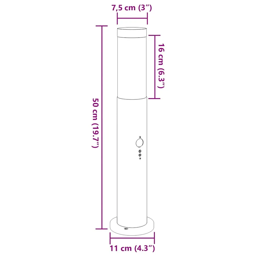 Bornes lumineuses avec détecteur lot de 3 50 cm acier inoxydable IP44 - 10