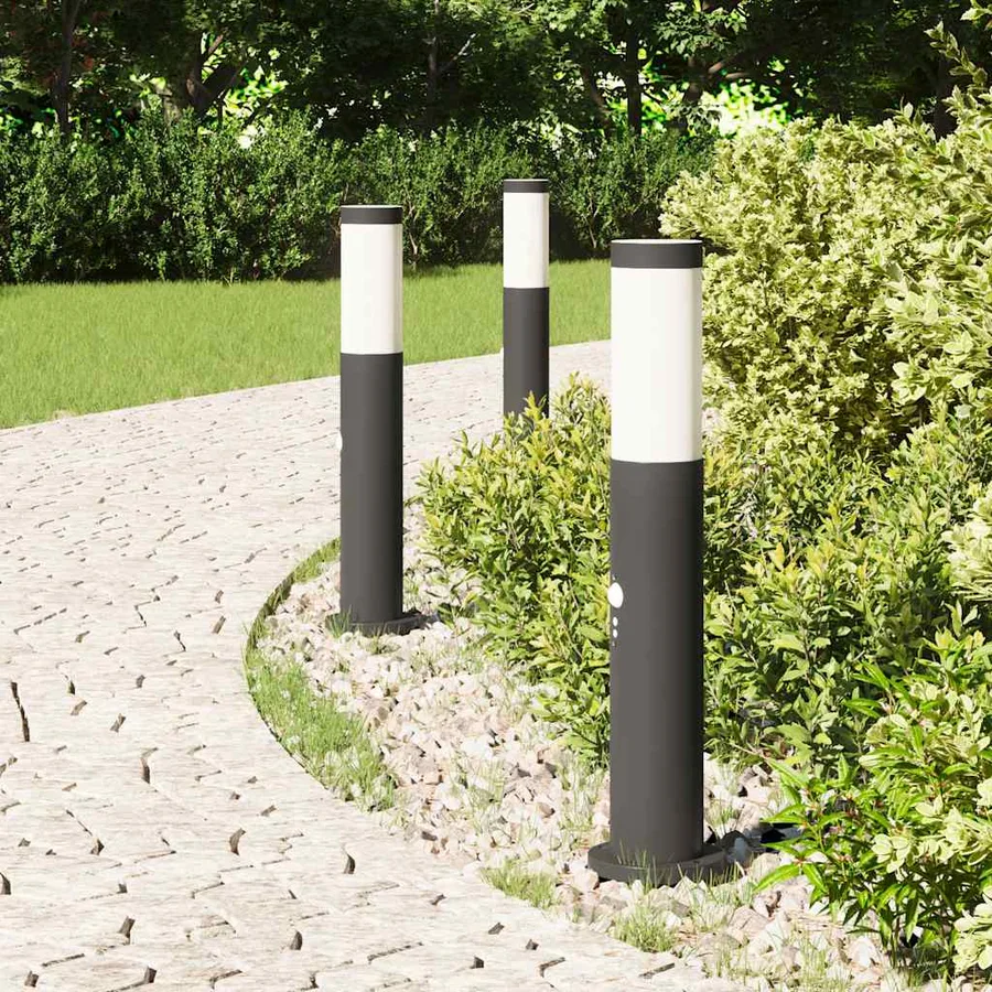 Bornes lumineuses avec détecteur lot de 3 50 cm acier inoxydable IP44 - 3