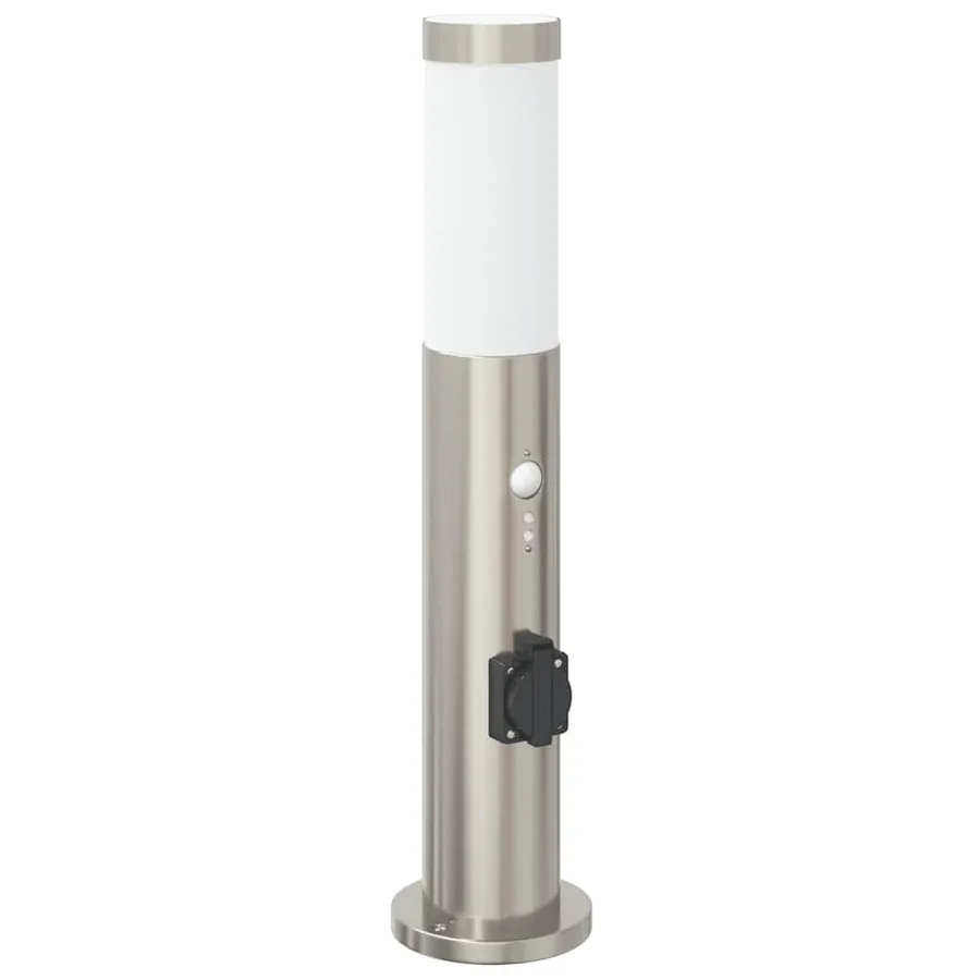 Bornes lumineuses avec détecteur et prise lot de 3 50 cm acier inoxydable IP44 - 4