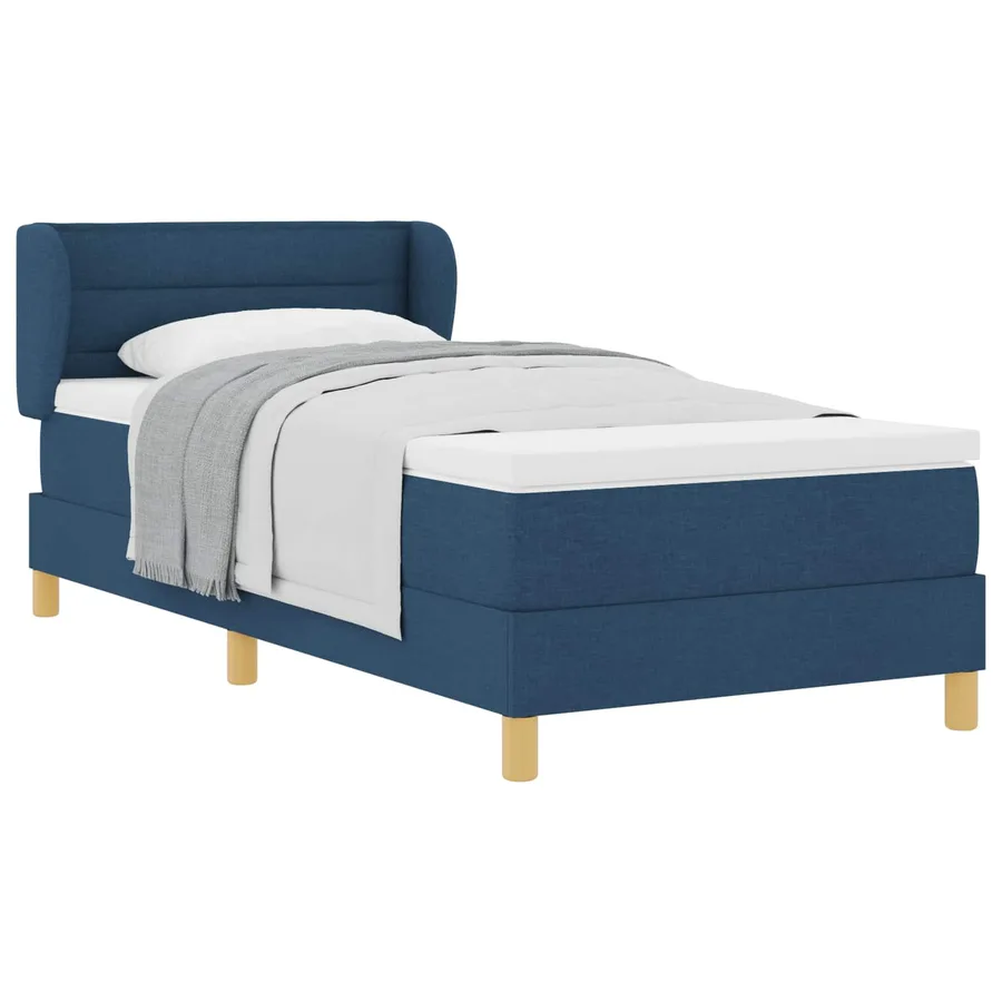 Lit à ressorts avec matelas Bleu 100 x 200 cm tissu - 2