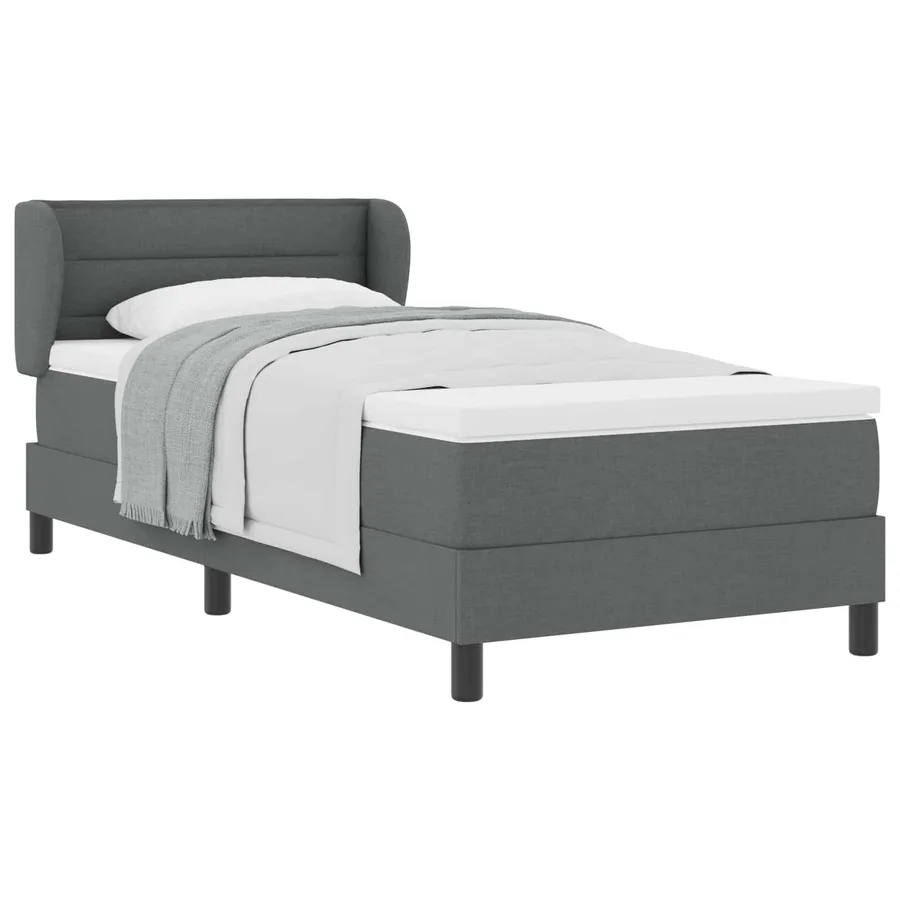 Lit à ressorts avec matelas Gris foncé 100 x 200 cm tissu - 2